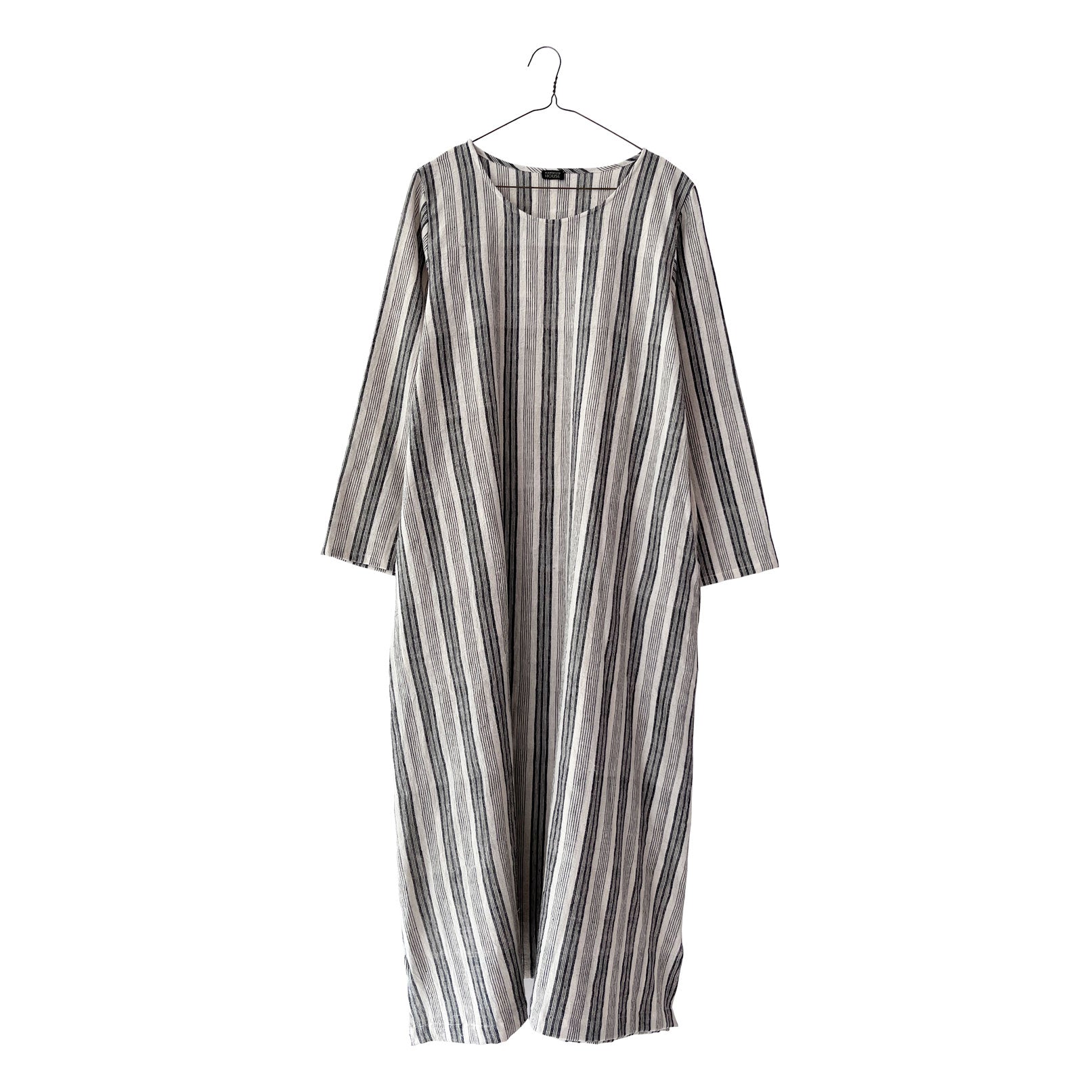 Striped A-line Hermit Dress