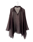 Sheer Wide Cut-Away Panel Pullover Tunic