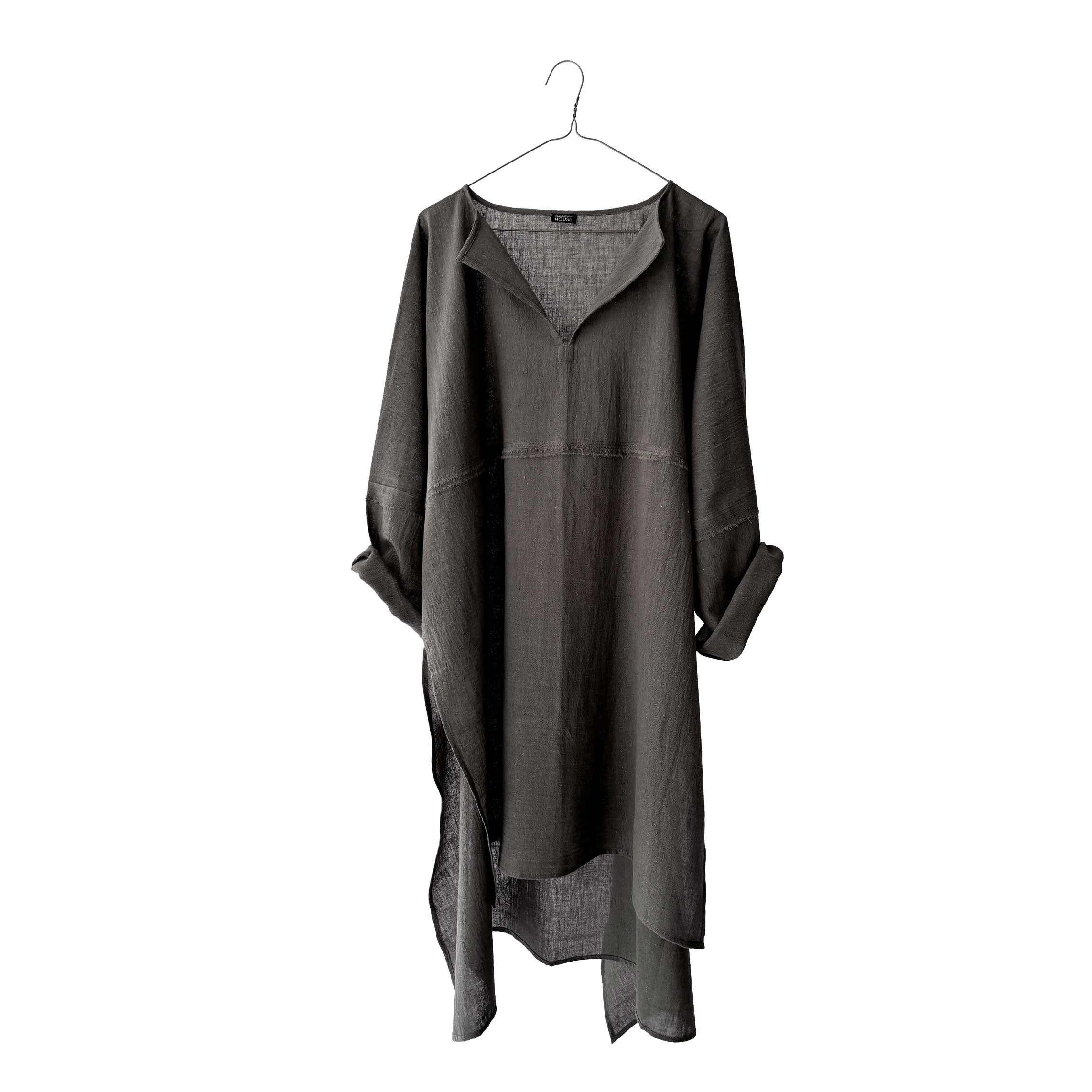 Cotton Semi-Sheer Up&amp;Down Long Smock