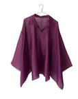 Sheer Wide Cut-Away Panel Pullover Tunic