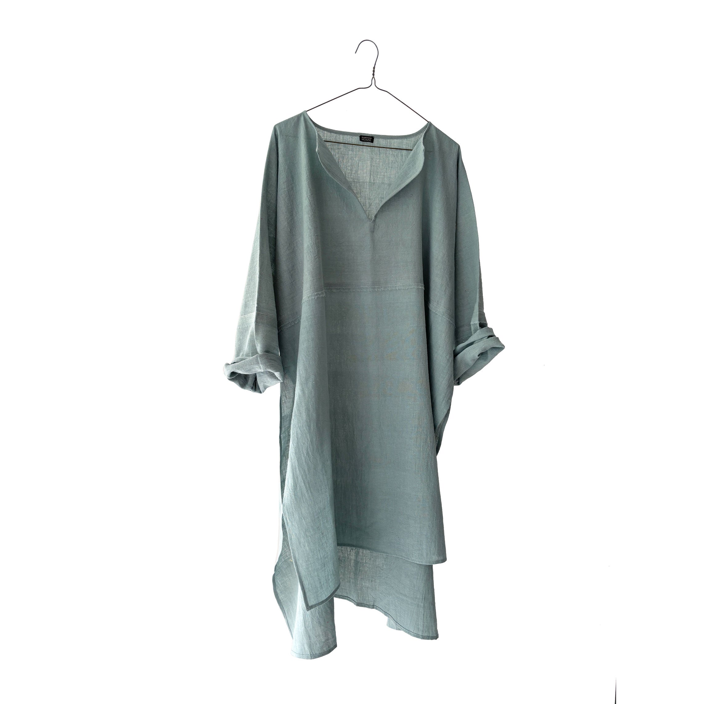 Cotton Semi-Sheer Up&amp;Down Long Smock
