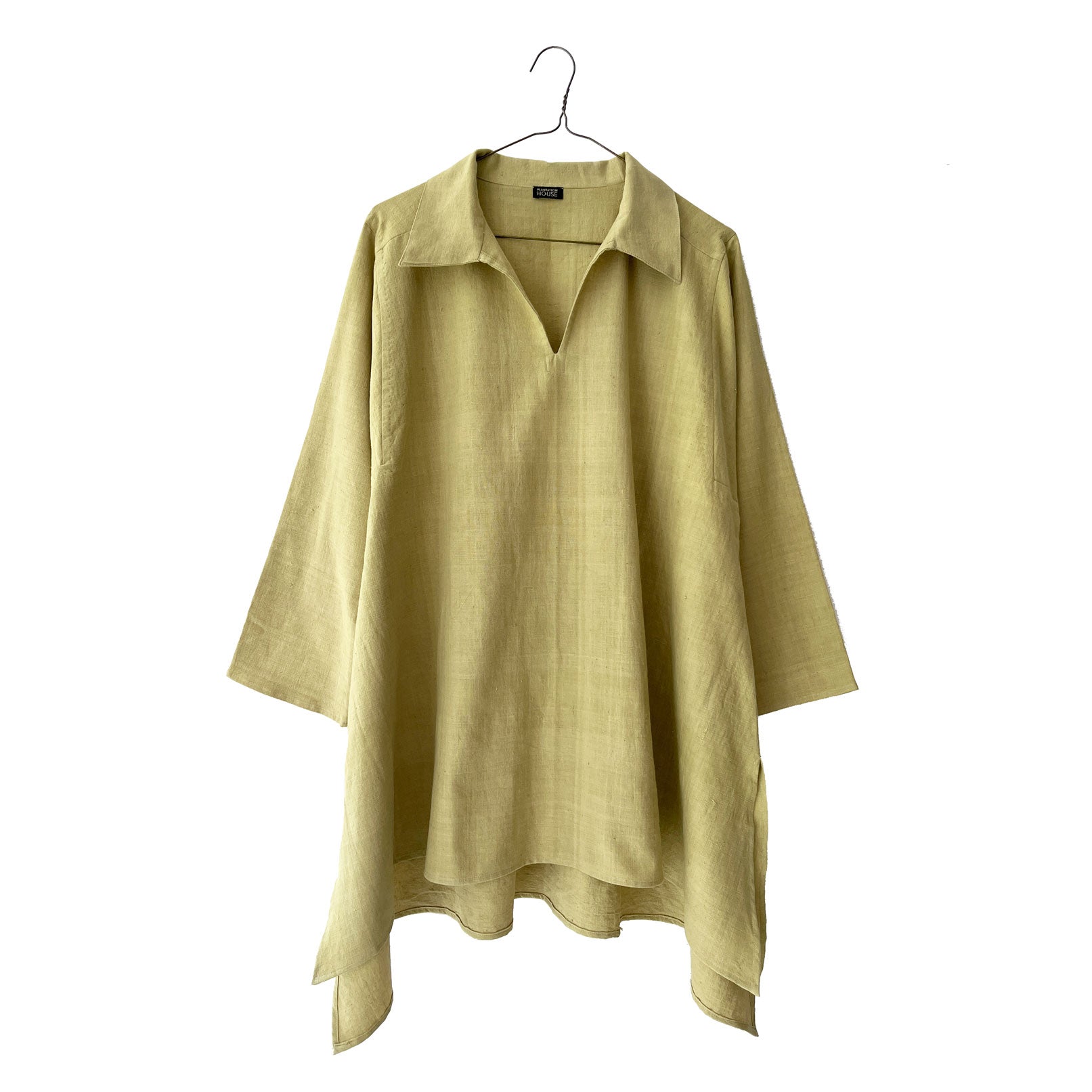 Hand Spun &amp; Hand Woven Cotton Open Collar Tunic