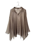 Sheer Wide Cut-Away Panel Pullover Tunic